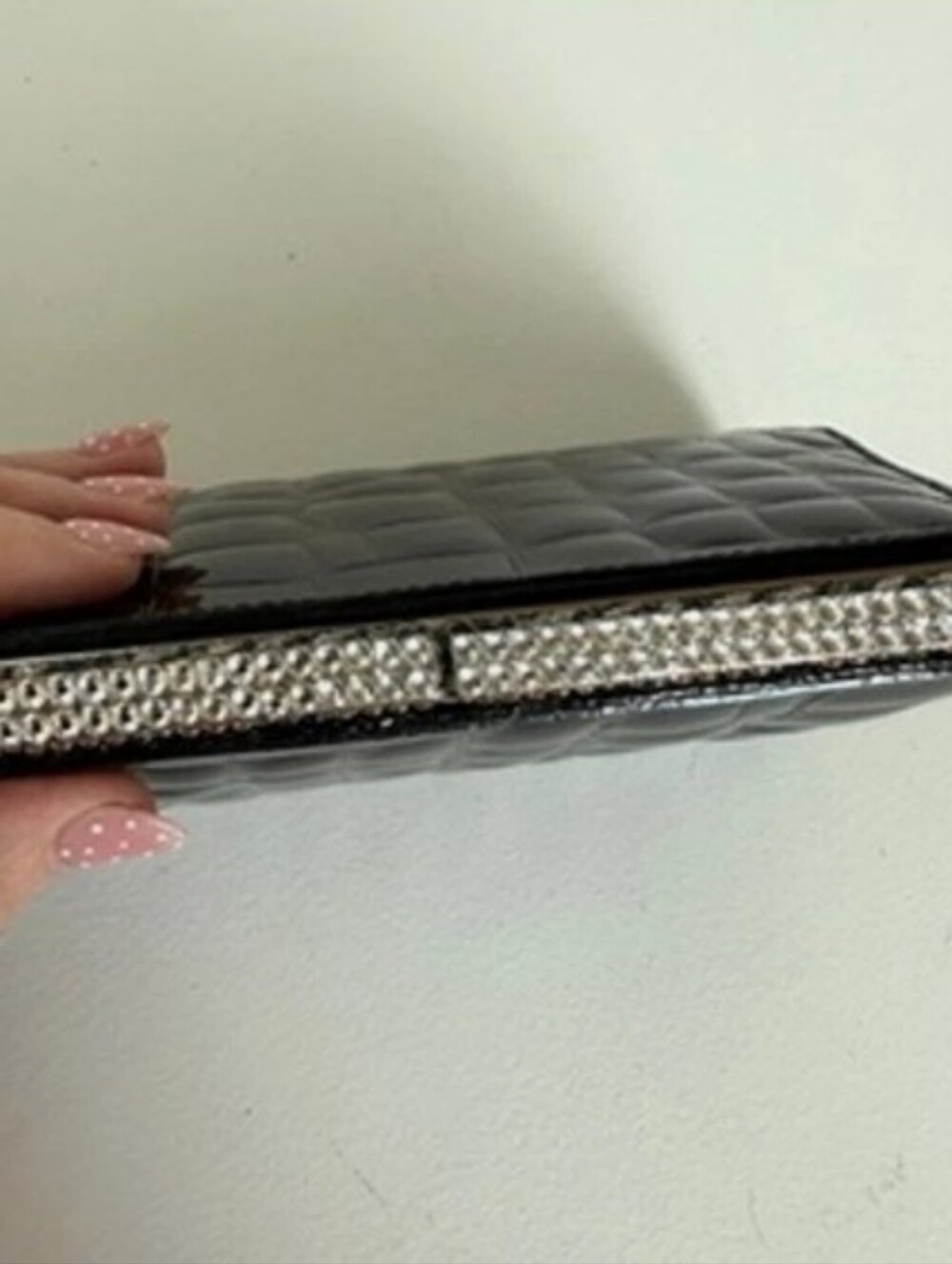 Isabella Adams New York Black Patent Croc-Embossed Evening Clutch - Picture 2 of 7